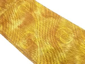 リサイクル　手織り紬抽象渦巻き模様織り出し名古屋帯